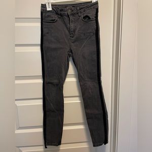 Zara skinny jeans with velvet detail